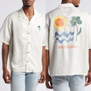 PacSun Pacific Palisades Camp Collar Shirt Cream Mens Medium Lyocell